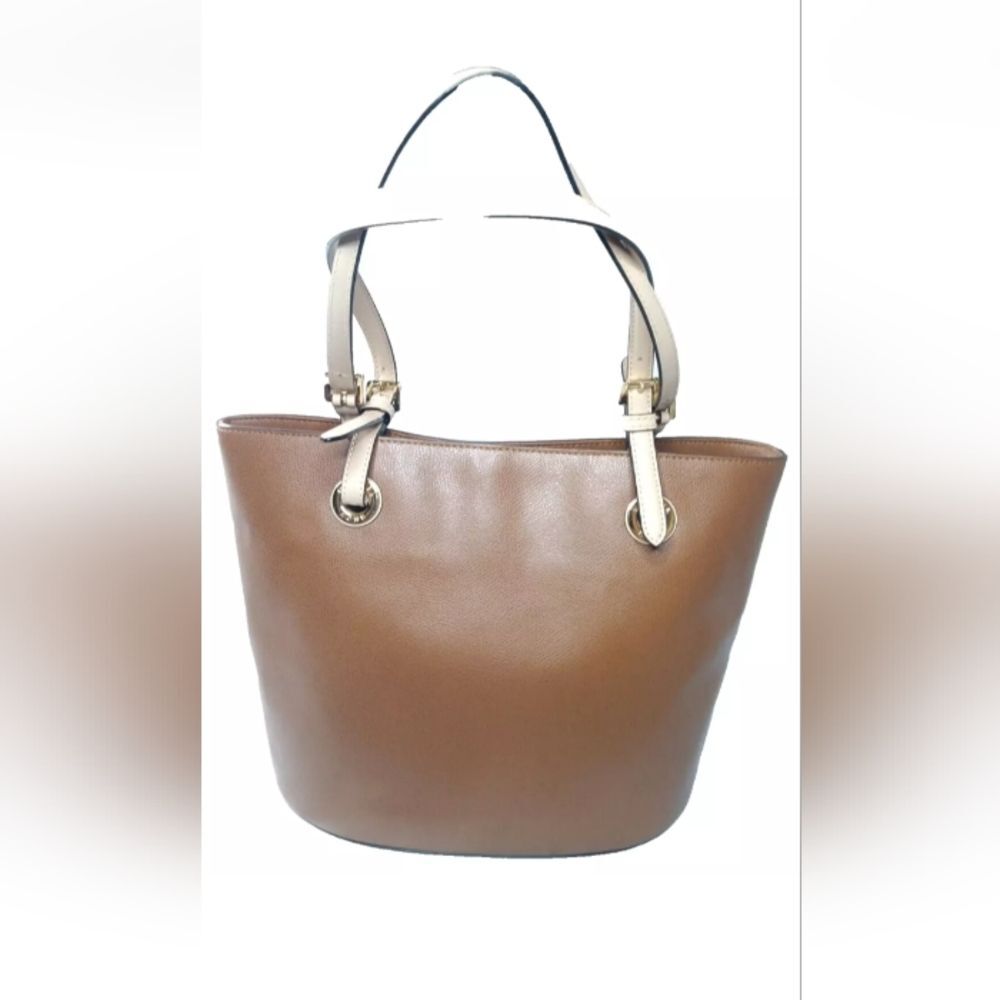 Michael Kors Jet Set Leather Tote Bag Medium Luggage Brown Handbag - Picture 5 of 12
